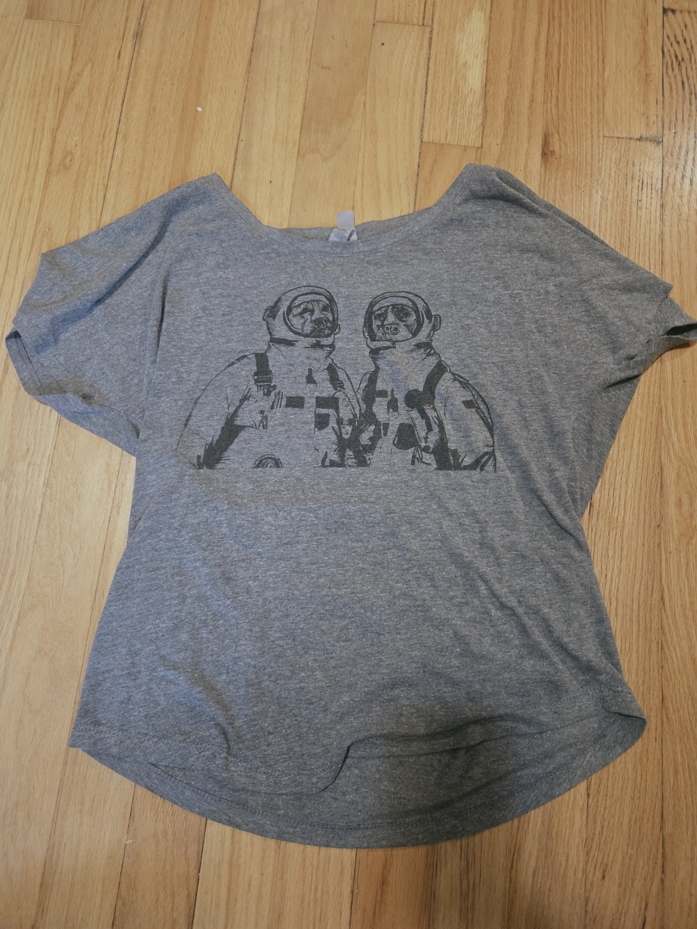 Next Level Apparel Grey Short Sleeve Tee with Black Astronaut Graphic